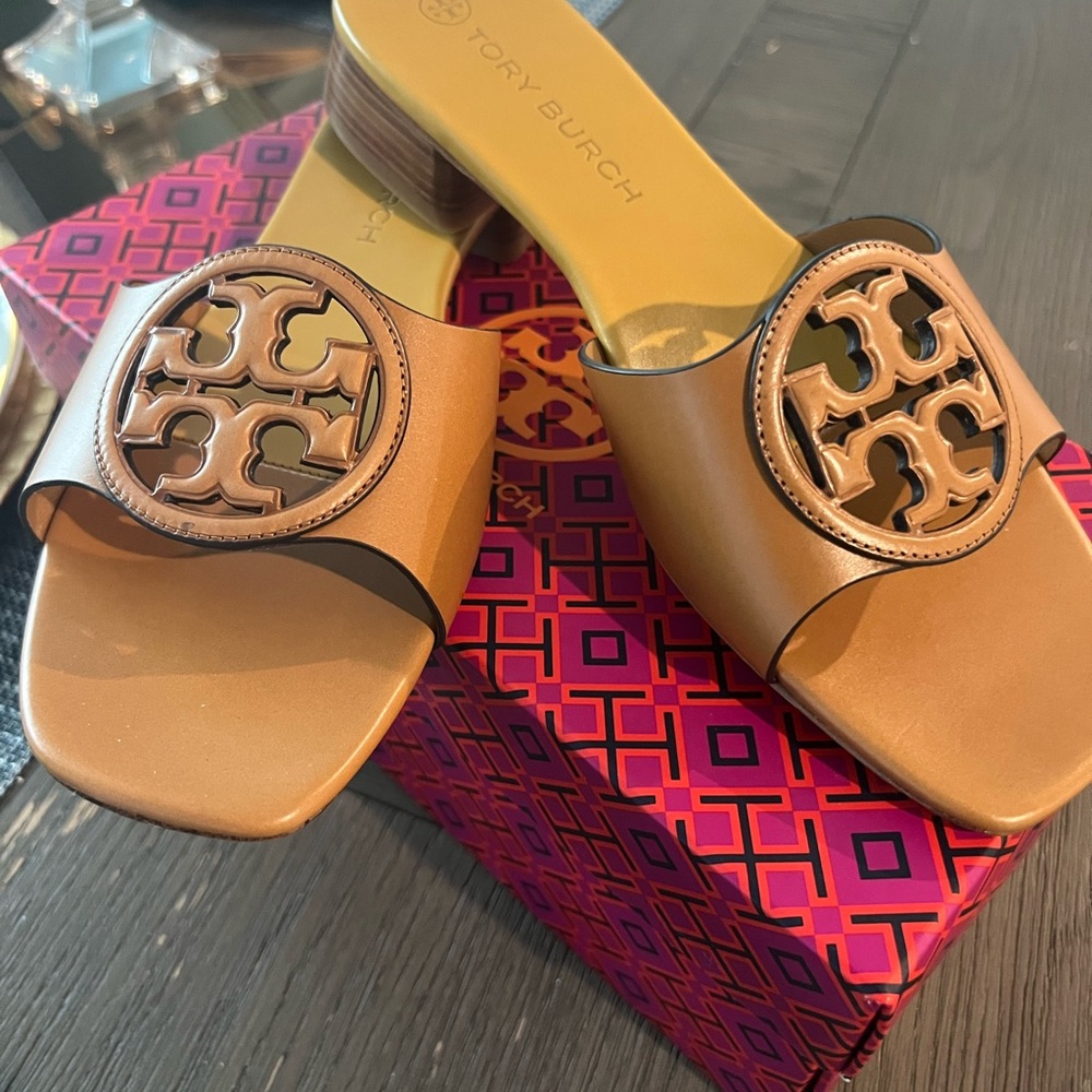 Tory Burch Brown Slide Sandals